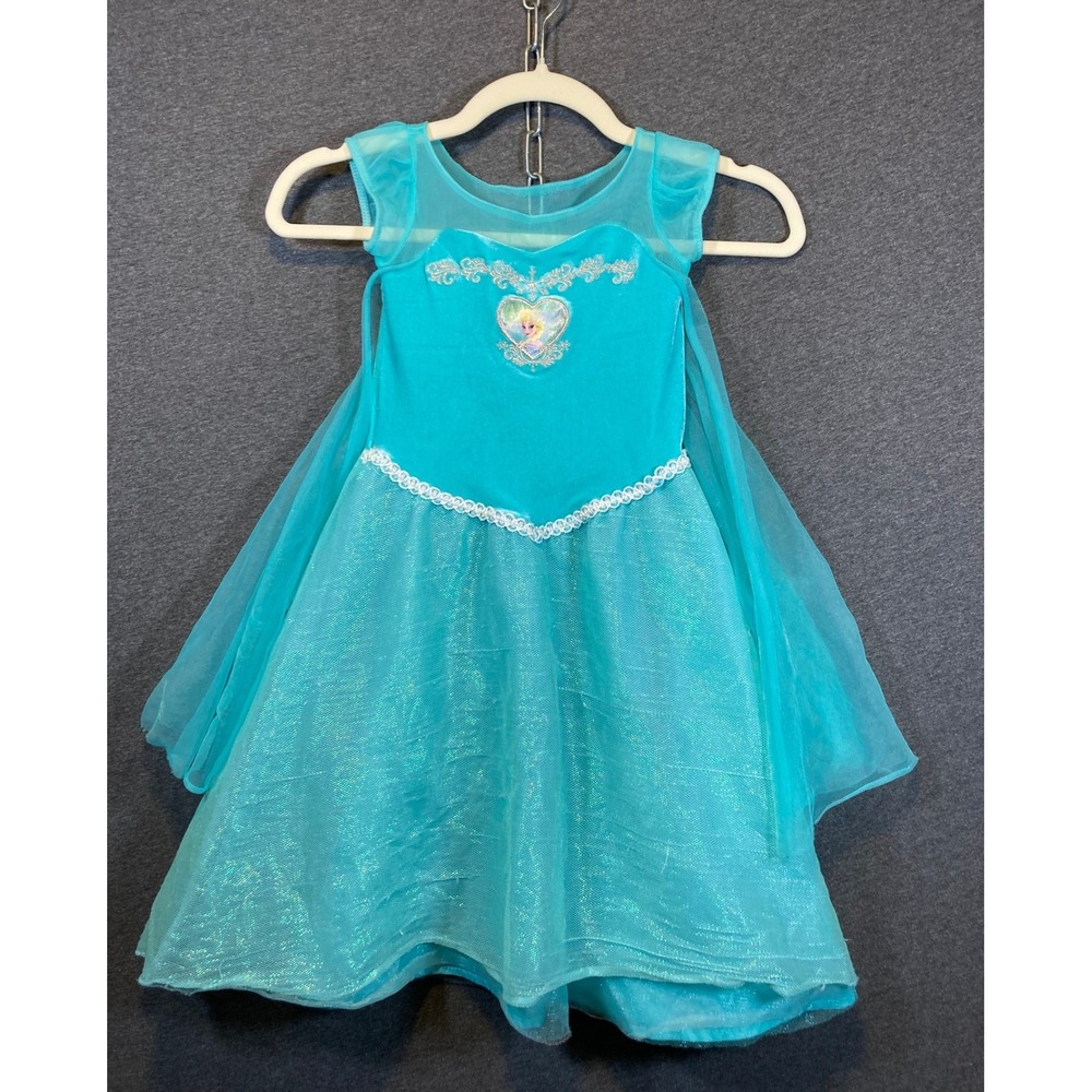 Disney Frozen Elsa Costume Dress Turquoise Blue Shimmer Girls Princess Gown
